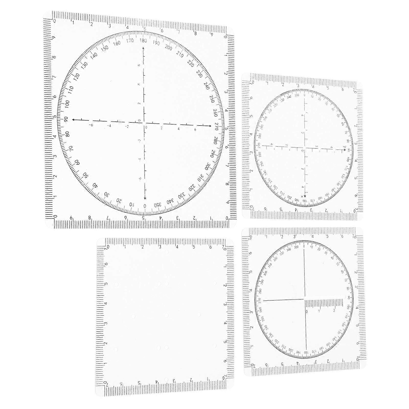 Math Functions Drawing Stencil Transparent PVC Ruler for 3Sets
