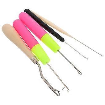 Multicolor Hair Crochet Hook Set for Braids and Dreadlocks, 5 Pcs Plastic Wood Steel, Quick and Easy Weaving Tools