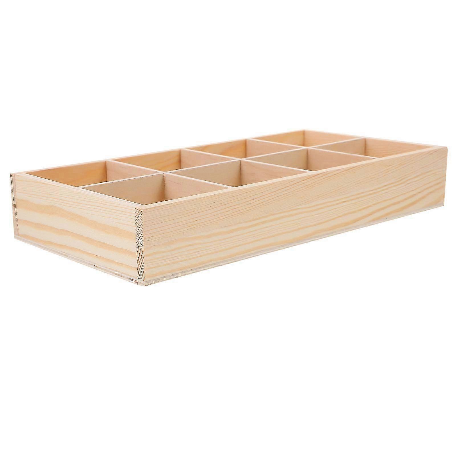 Wood Planter Tray, Multi-Grid Design, Storage, 2Pcs, Beige