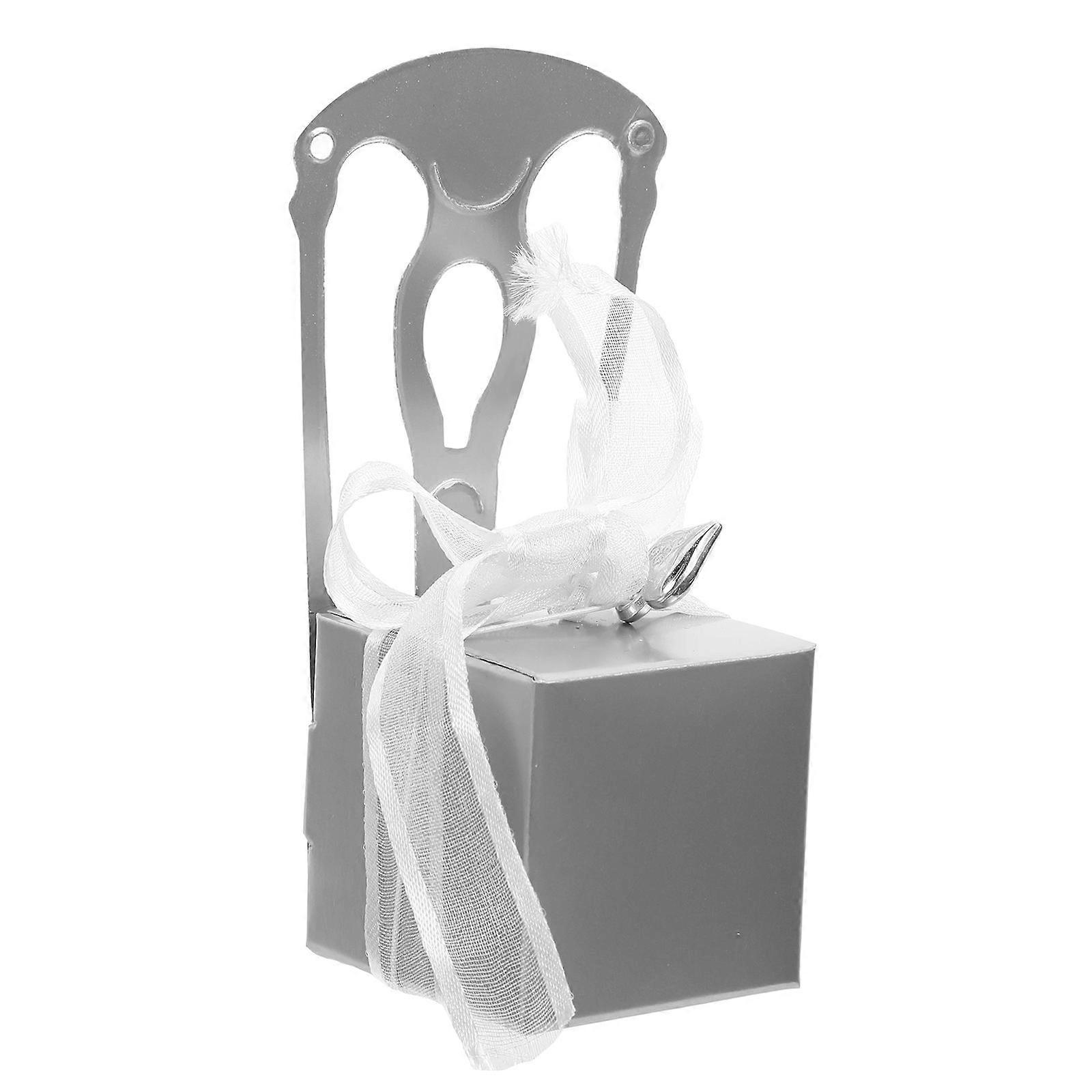 1 Set 24 Pcs Wedding Candy Boxes Chair Shape Candy Storage Boxes (Silver)