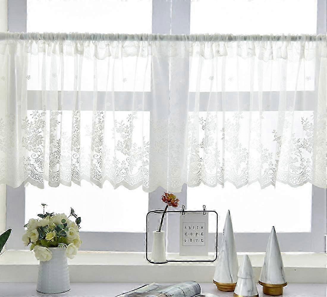 White Half Curtain Lace Layer - Dustproof compatible with Small Windows