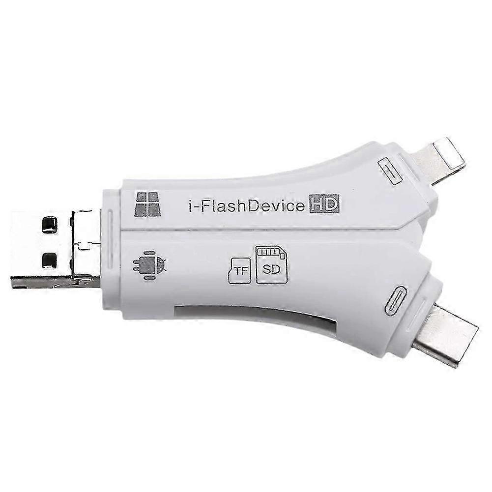 USB2.0+Micro+Type-C+Lightning 4-in-1 Multi-Interface Card Reader for SD/TF Card for Phone Android IPad I-Flashdevice