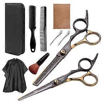 Haircutting Scissors Tools Set 10-in-1 Black Gold