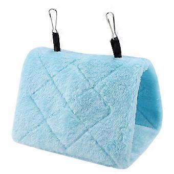Weiche Plüsch-Hängematte zum Aufhängen von Käfigzelten für Vögel, Papageien, warmes Winterbett, Haustierspielzeug (Blau S)