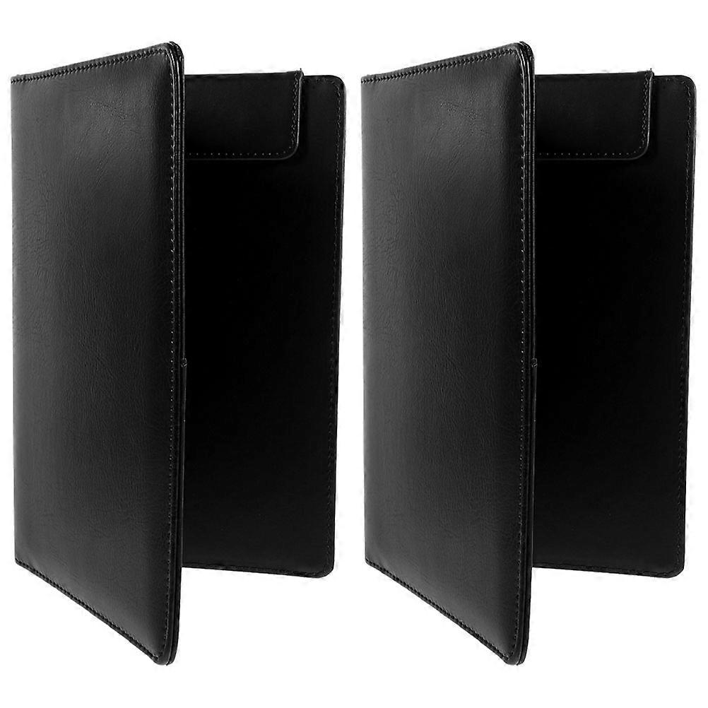 Magnetic Clipboard File Folder for Menu Organizing 2Pcs Black PU Material