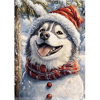 Alaskan Malamute Snowman Jigsaw Puzzle - Fun Winter for Pet-Loving Family in Christmas SQZ792