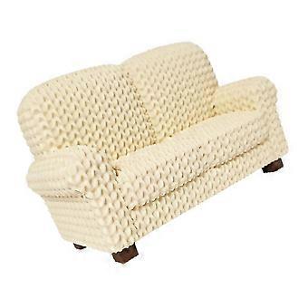 Miniature Loveseat-modelfigur til dukkehusscene med strikket tekstur, sofafigur til modelprojektdekoration og -fremvisning