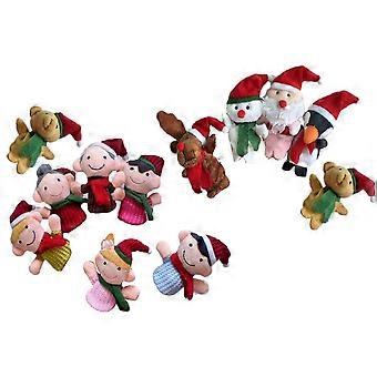 Christmas Finger Puppets Toy for Kids Playing 11Pcs Cartoon Animals and Family