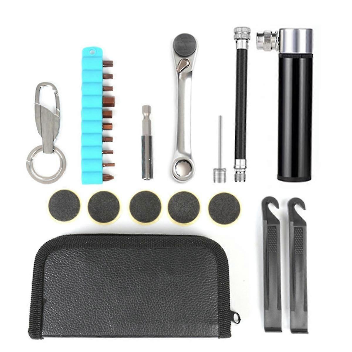 Bicycle Repair Tools Ratchet Socket Wrench Tire Pry Pump Multi-function Tool Kit Accessories