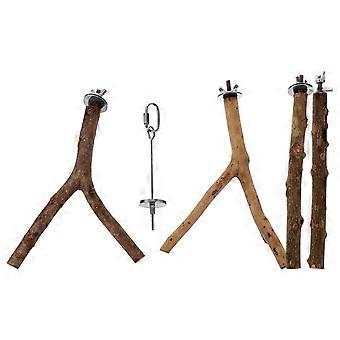 12-teiliges Set aus Holz-Sitzstangen und Futtergabel für Papageien und andere Haustiere