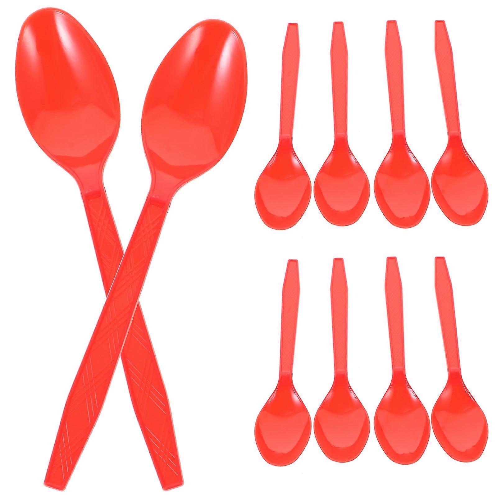 Long Spoons for Dessert Use 80Pcs Red Kitchen Spoons