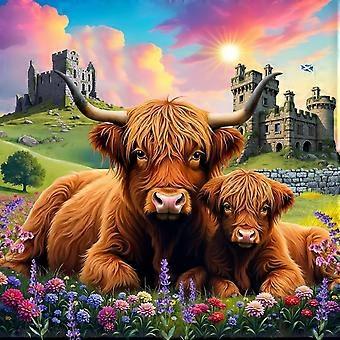 Highland Cows Countryside jigsaw puzzle game for adults and kids XI-0403