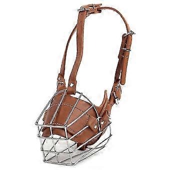 Protective Mouth Cover Wire Basket Dog Anti-bite Muzzle With Adjustable Leather Straps Accessories, Size Xl - Brown