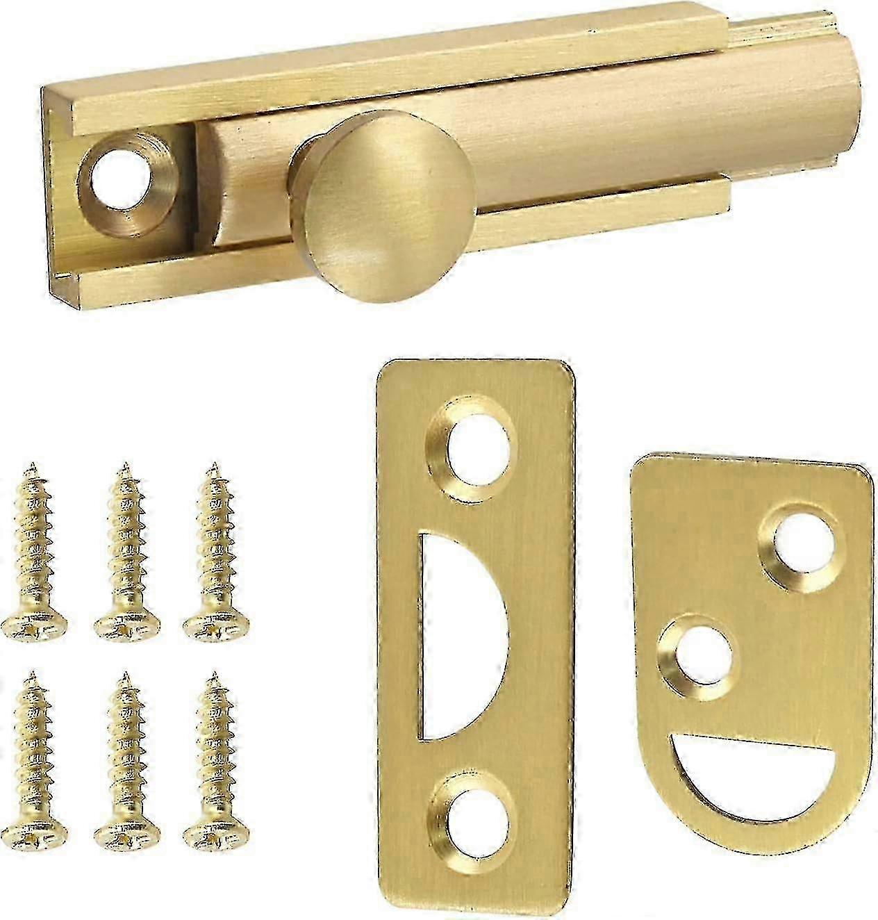 2 Inch Solid Brass Surface Bolt, Brass Slide Bolt Latch, Cabinet Surface Bolt With Screws