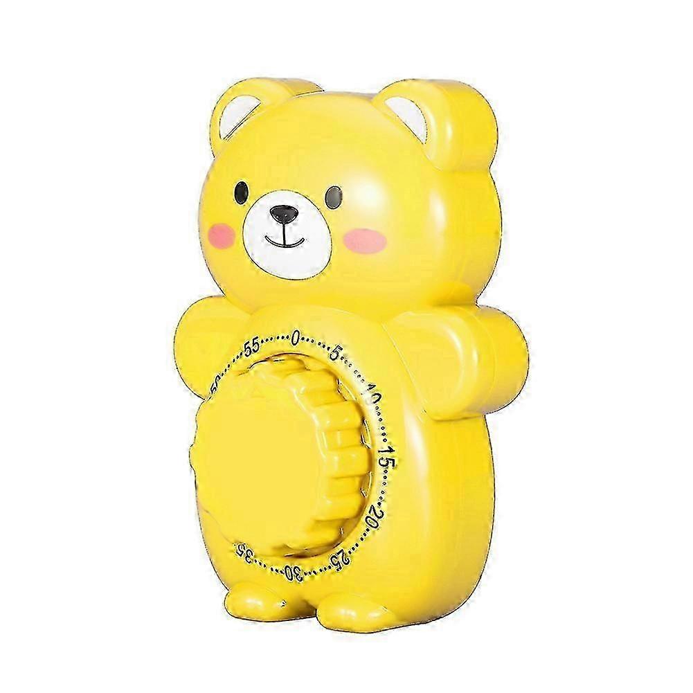 Mechanical Cooking Timer Cartoon Bear Shape Kitchen Manual Alarm Counters(Yellow)
