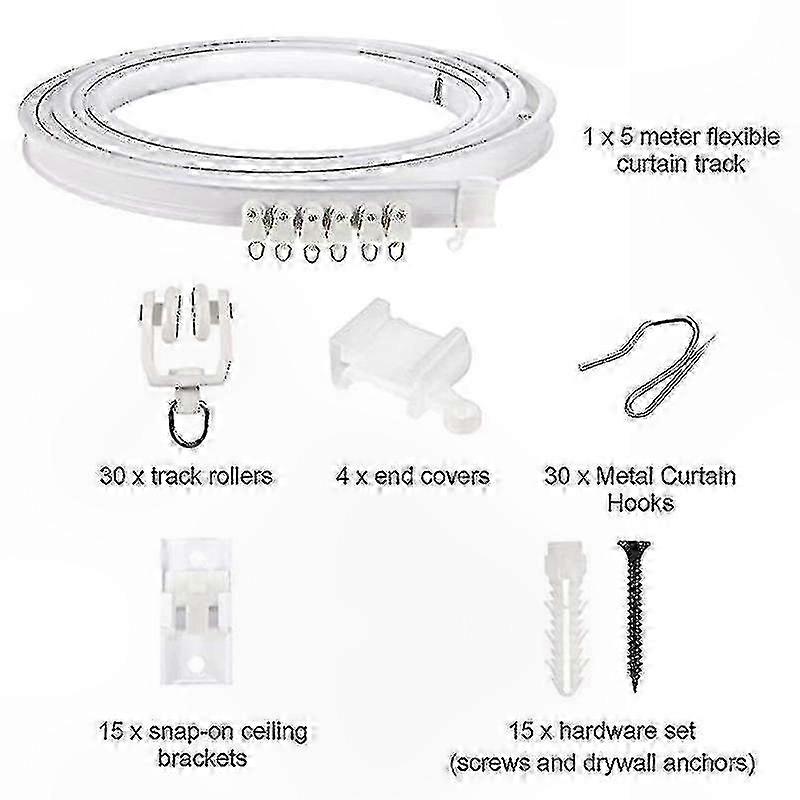 Flexible Ceiling Curtain Track, 1-5M Bendable Curved Rail compatible with Ceiling Replacement