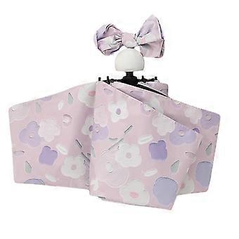 Compact Travel Umbrella for Women Purple Floral UV Protection Auto Open Close with Cover Bag