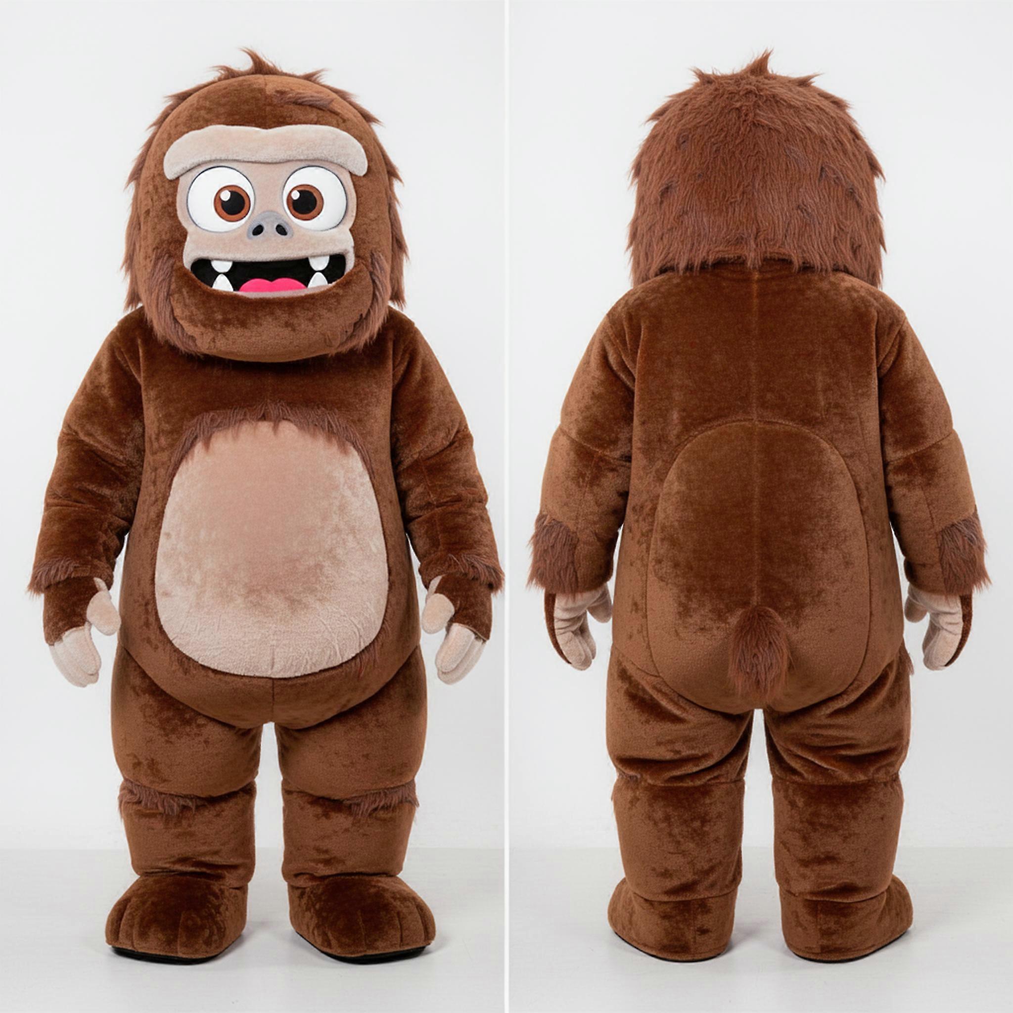MASTICOT Brown Fluffy Yeti Mascot