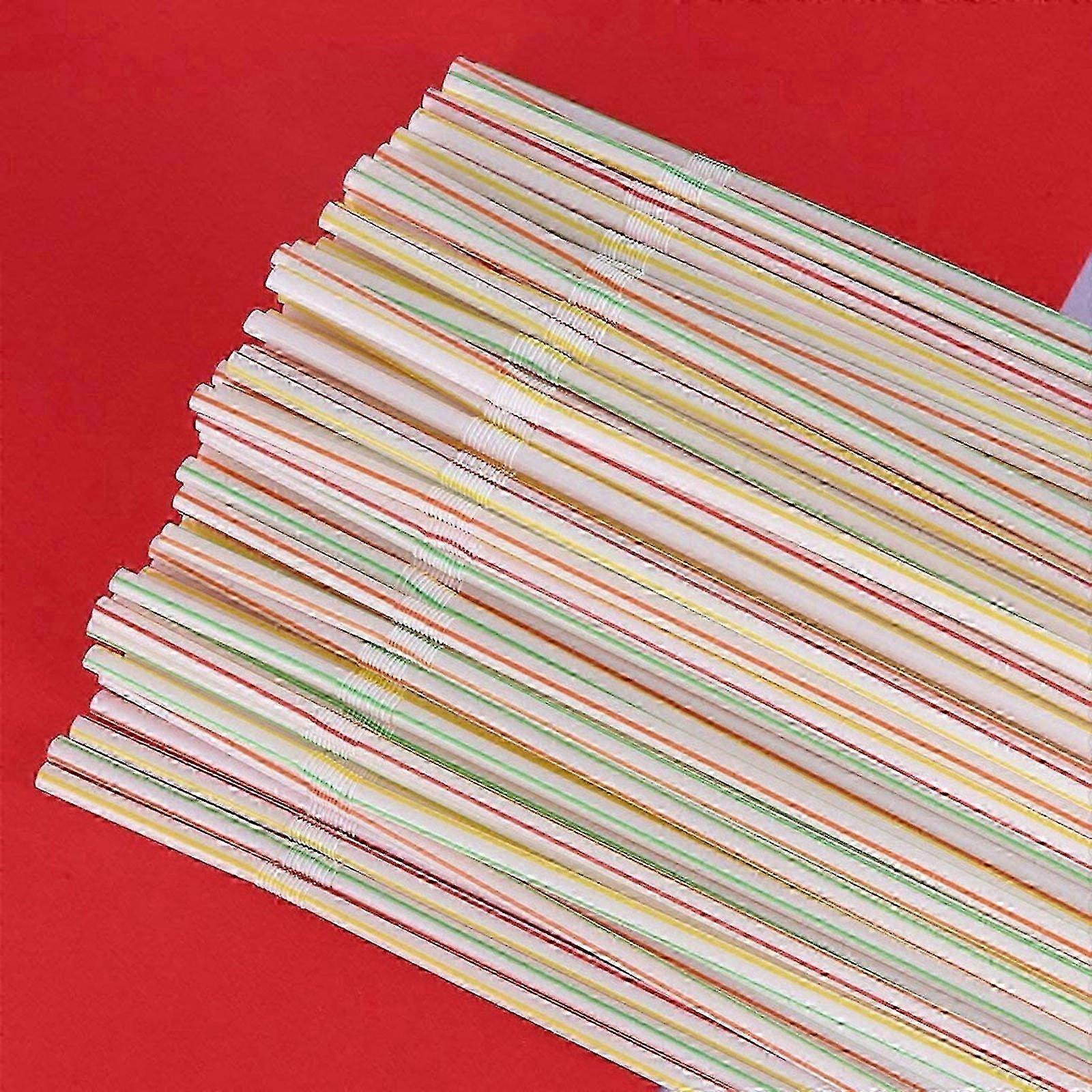 Multi-Colored Bendable Plastic Straws, 500 Count, Striped Design compatible with Everyday Use