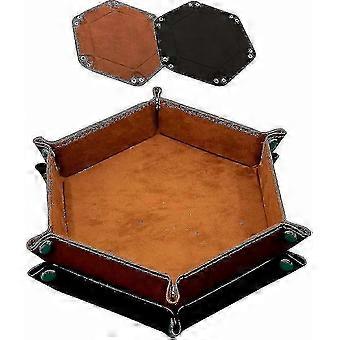 Foldable & Double-Sided Hexagon Dice Tray - Velvet, Set of 2 Pieces
