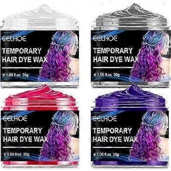 4 Colours Hair Dye Wax, Hair Colour Wax, Hair Color Wax, Temporary Hair Dye Wax, Washable Hair Coloring Wax, for Christmas, Party, Birthday