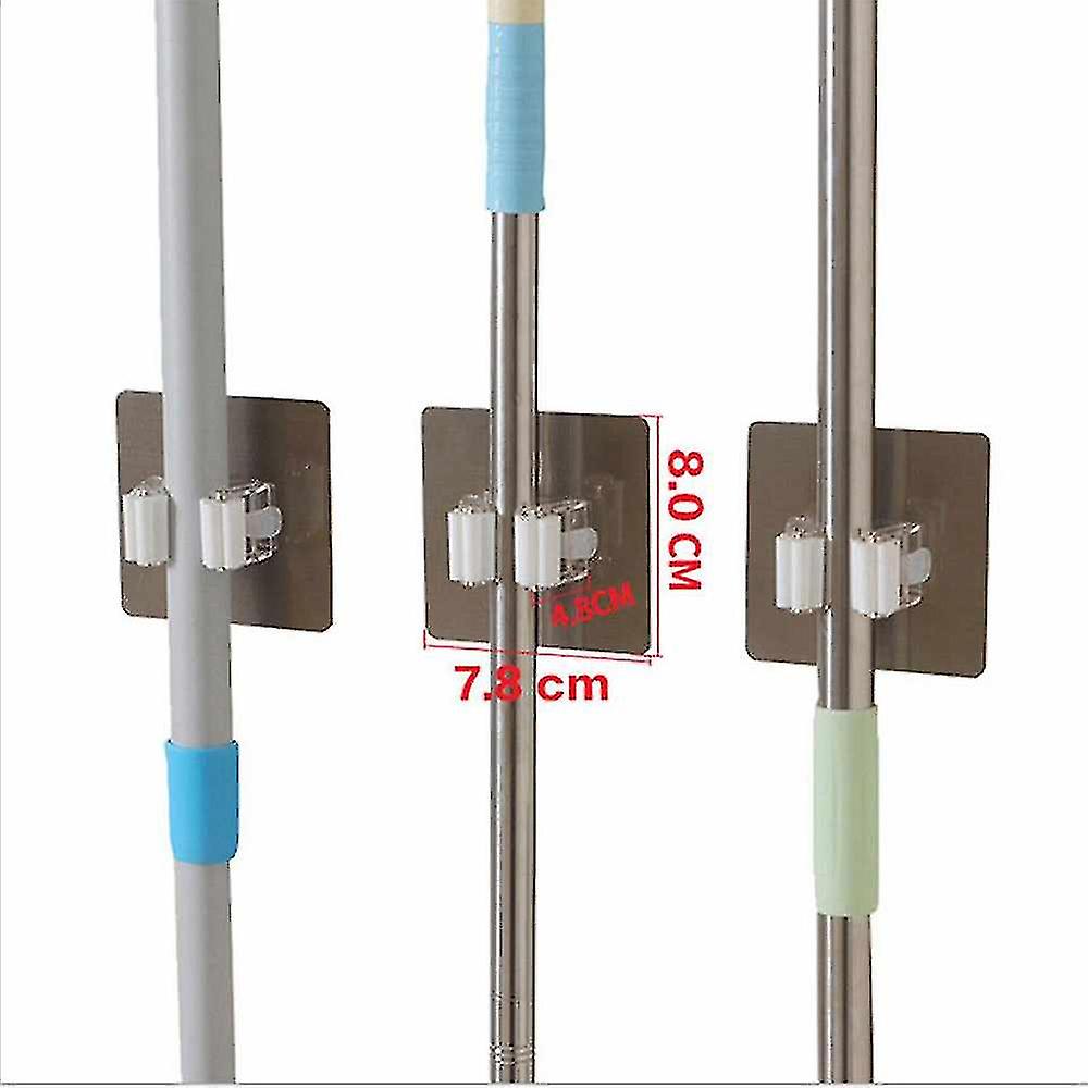 Self-adhesive Broom Holder Space Saving Wall Suction Clip Hook 2pcs