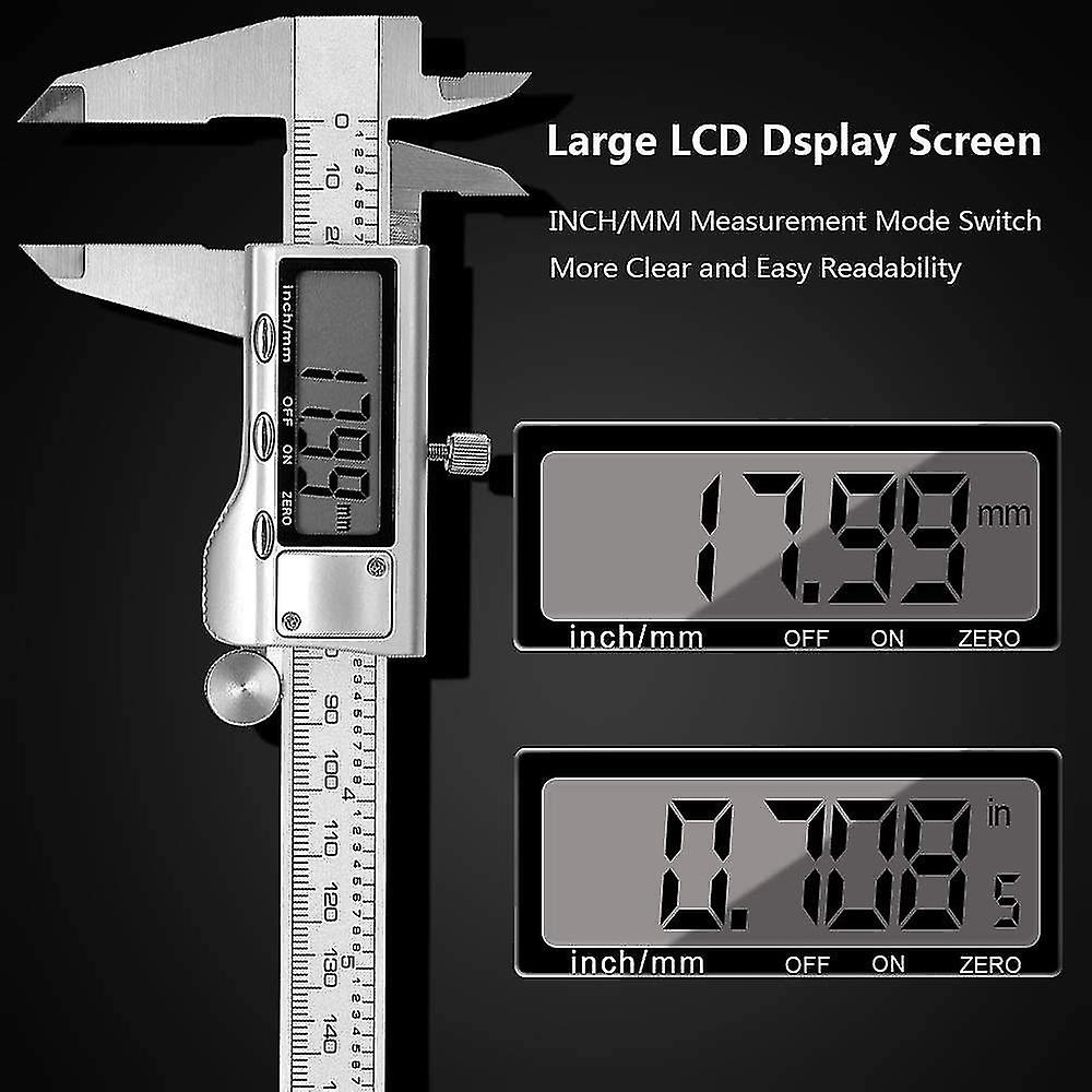 Pxcl 1pcs Digital Caliper/digital Vernier Caliper 150mm 0-6inch Stainless Steel, Precision Adjustment, Depth Gauge Diameter Measurement, Large Lc