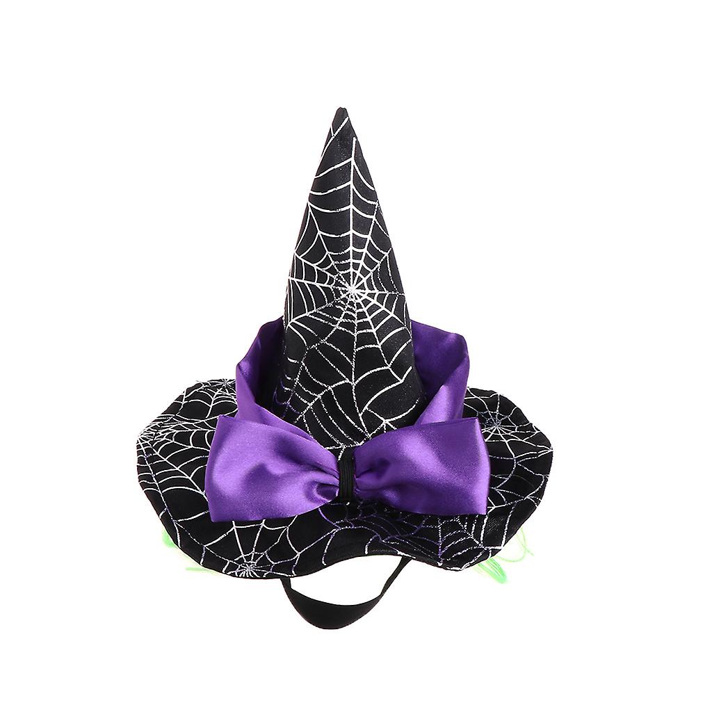 Hat Halloween Wizard Cats Puppy Small Dogs with Cute Spider Pattern