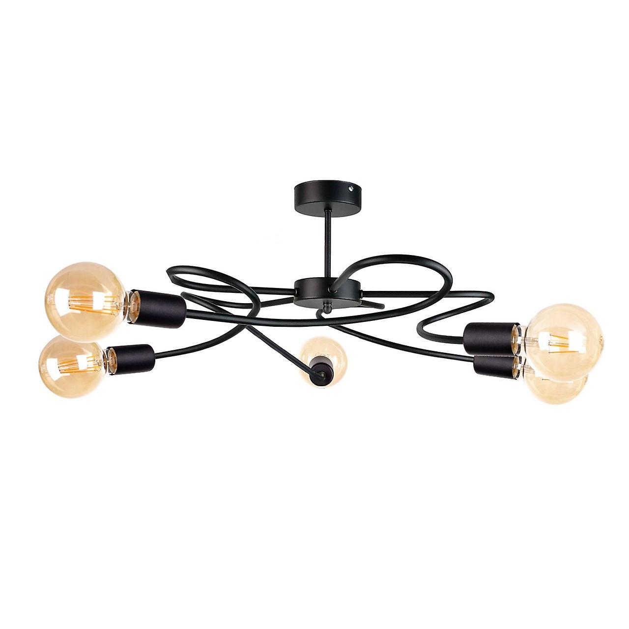 Keter Fiore Multi Arm Semi Flush Ceiling Light Black, 60cm, 5x E27