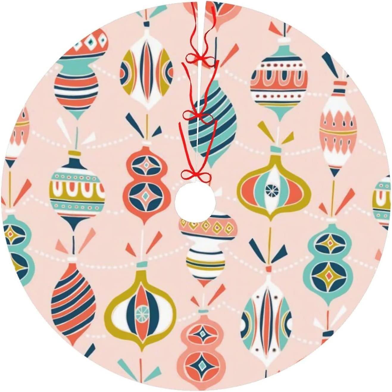 Pink Christmas Ornaments 48'' Christmas Tree Skirt Large Xmas Tree Skirt Mat
