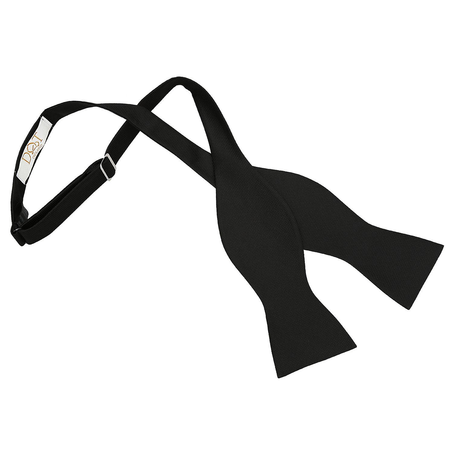 Black Solid Check Self-Tie Bow Tie