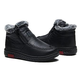 Leather Fashion Fleece Warm Short Boots Waterproof Soft Round Toe Shoes For Halloween Thanksgiving Christmas Gifts