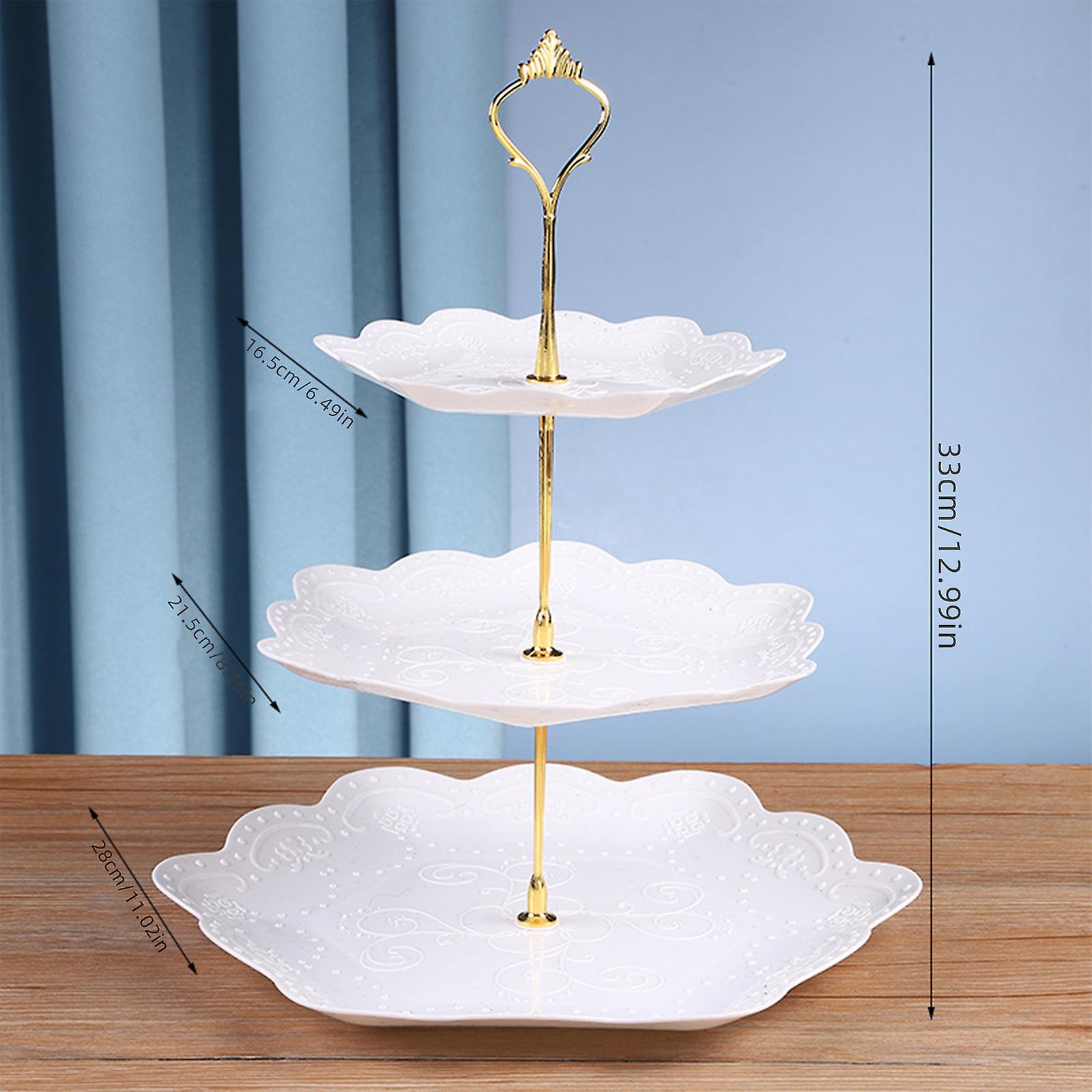 ZoomSky Support à Gâteau présentoir à gâteaux, 4 Pcs 3 Étages Poignée Support d'assiettes en