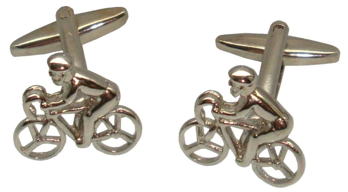 Bassin and Brown Cycling Cufflinks - Silver