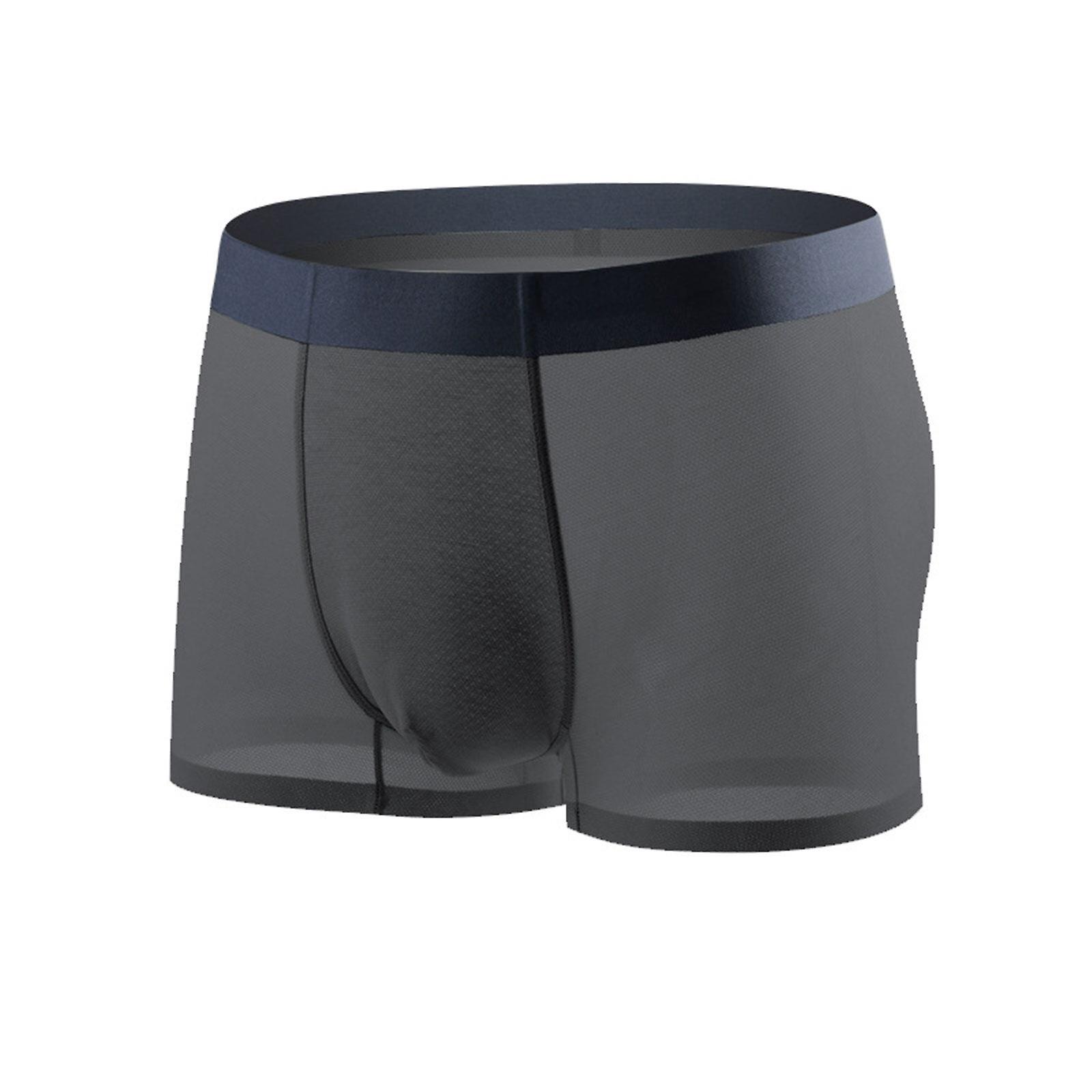 Σέξι ανδρικά κλασικά σλιπ μπόξερ Ice Silk Breathable Mesh Εσώρουχα See Through Hollow
