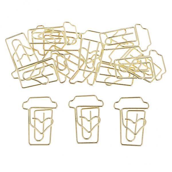 4xGolden Paper Clips Coffee Cup Shape Creative