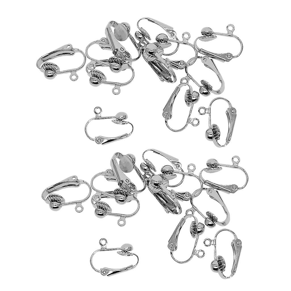 24 Pieces Clip-on Earring Converter with Open Loop DIY Findings Silver