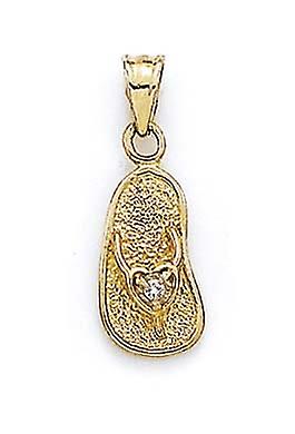 Or jaune 14 carats diamant accent tong flop pendentif collier-pendentif pour femmes