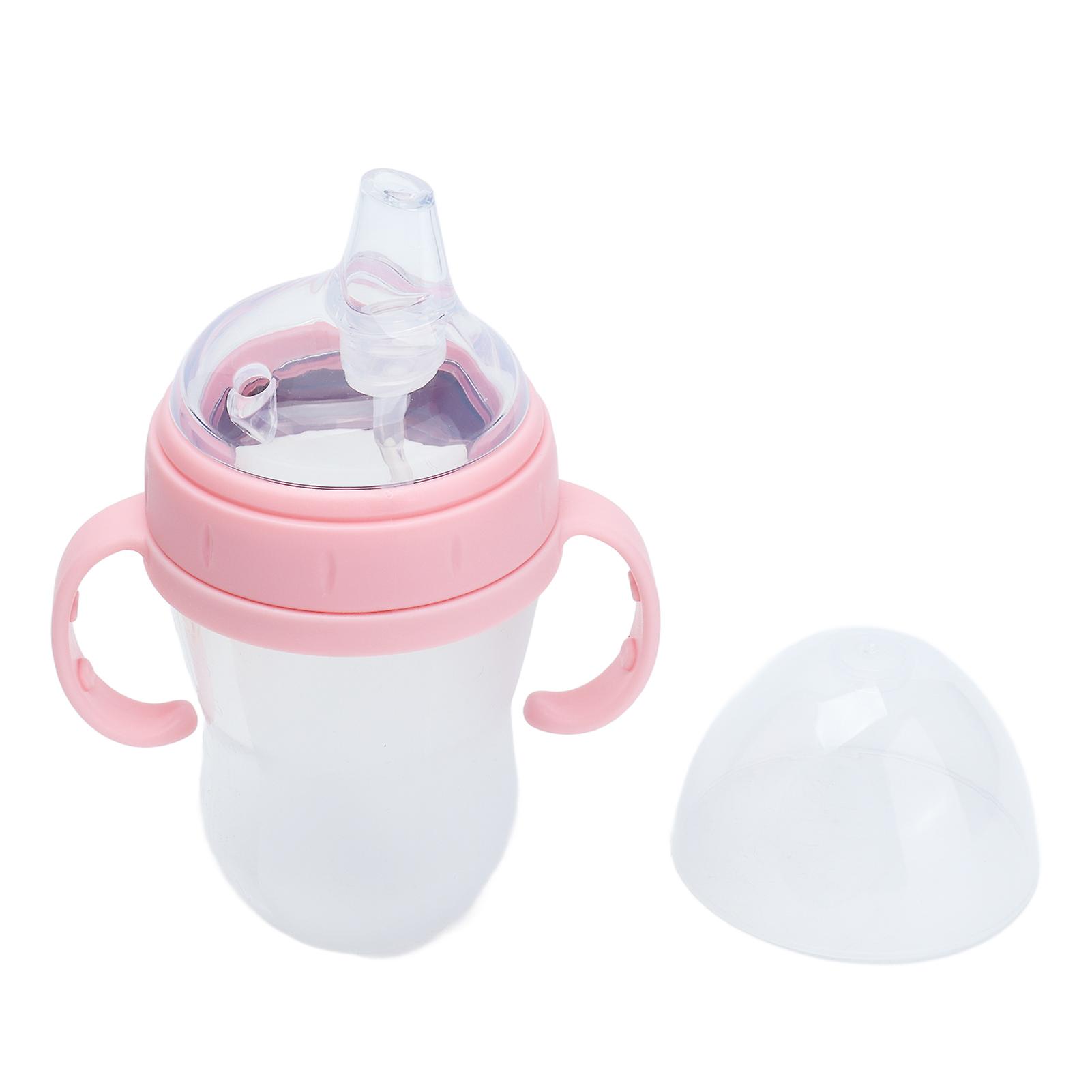 Baby Feeding Bottle 240ml Soft Silicone Pacifier Straw Leakproof