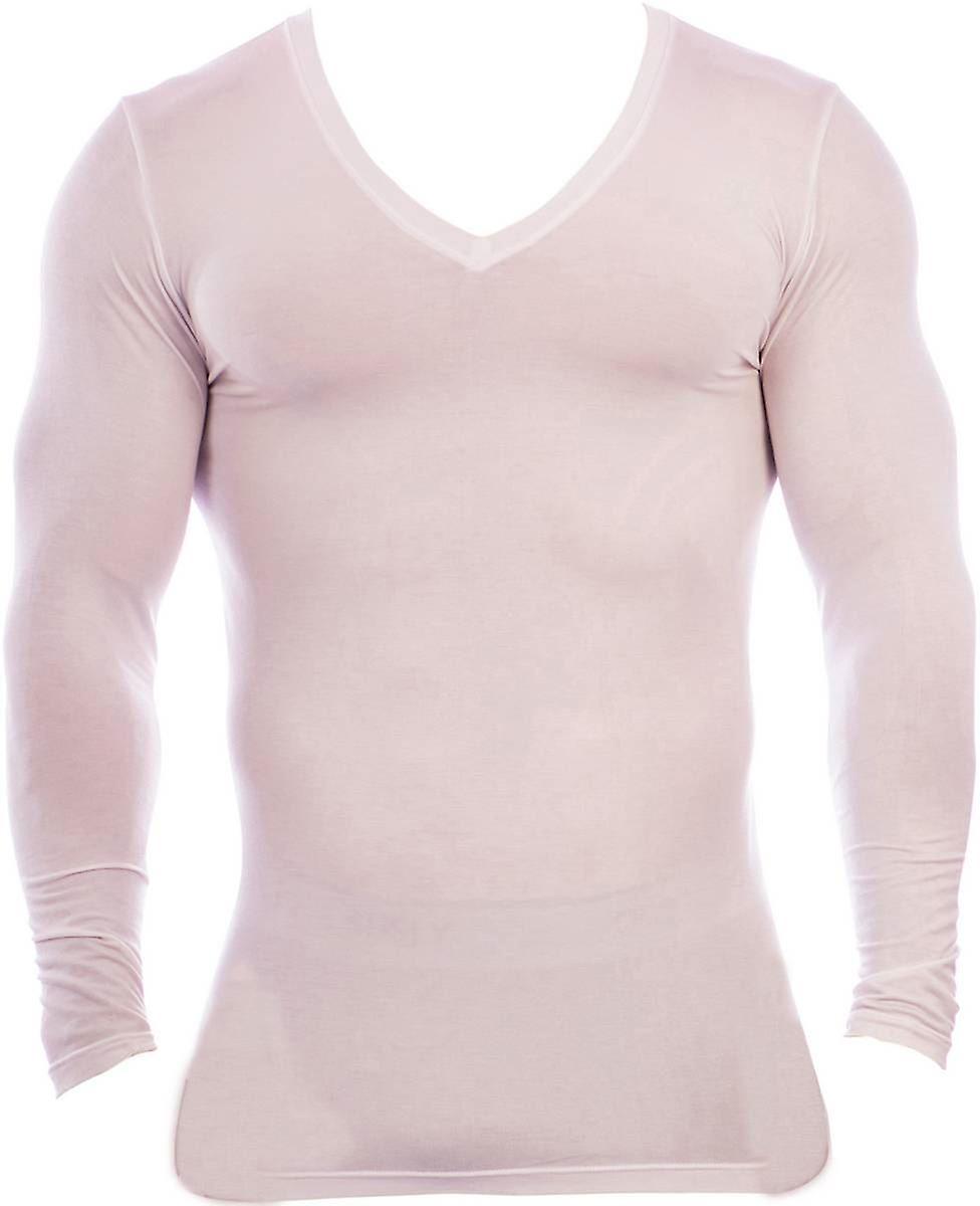 Obviously Essence Deep V-Neck Long Sleeve Undershirt - White