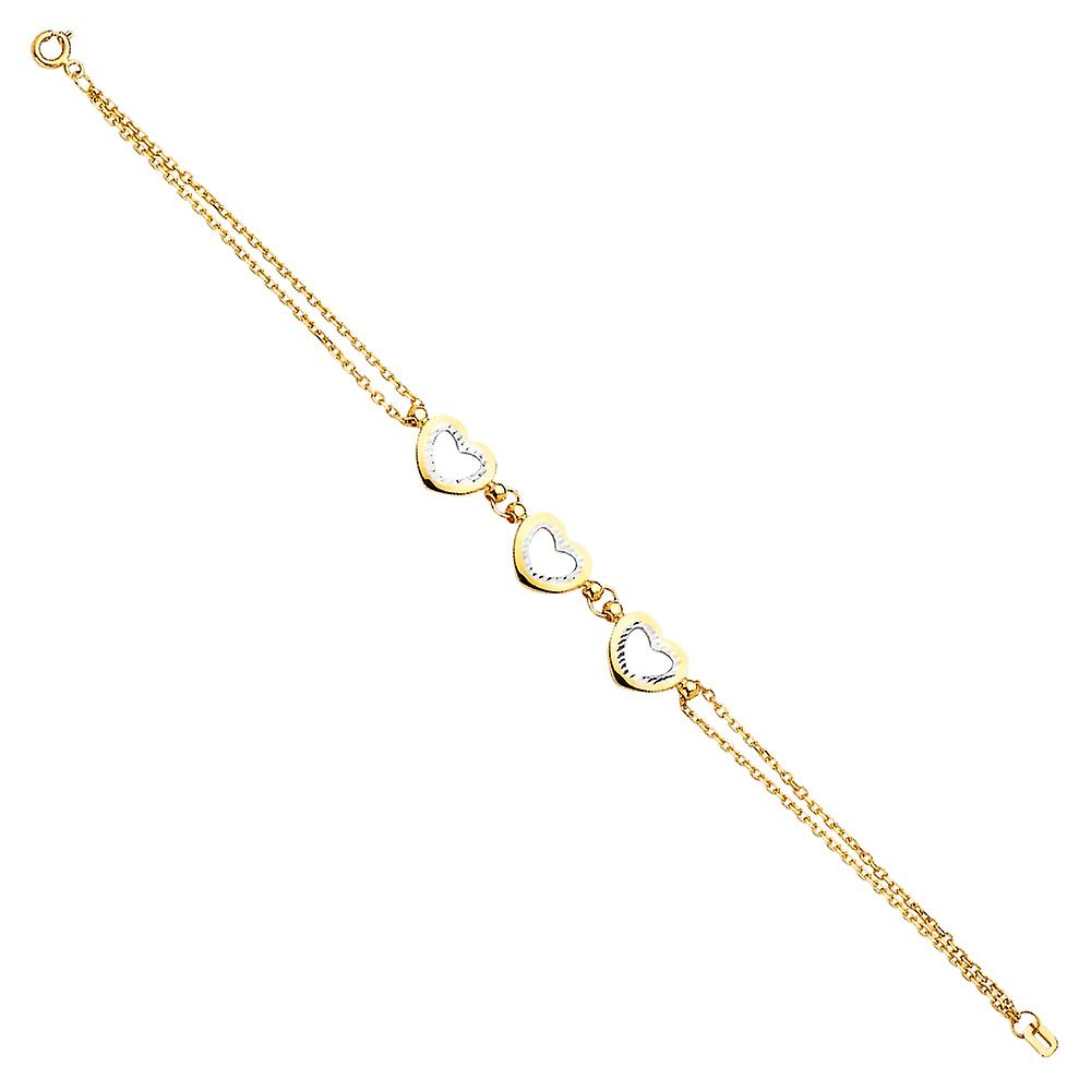 14Kイエローゴールドライトチェーンブレスレットリンク-女性と男性のためのブレスレット - 2.6グラム