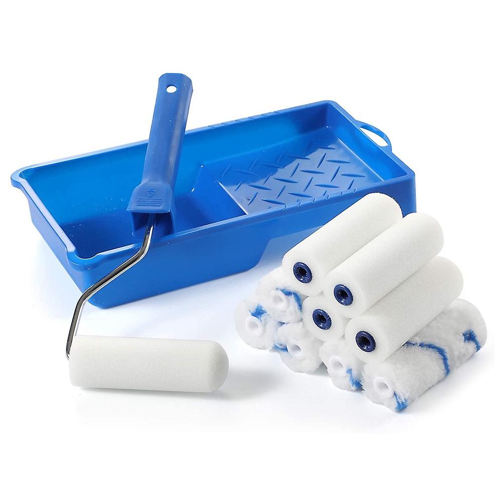 Foam Paint Roller Kit -Small Paint Tray Set Mini Roller Refills, Roller Frame,Paint Tray,4 Inch Rol