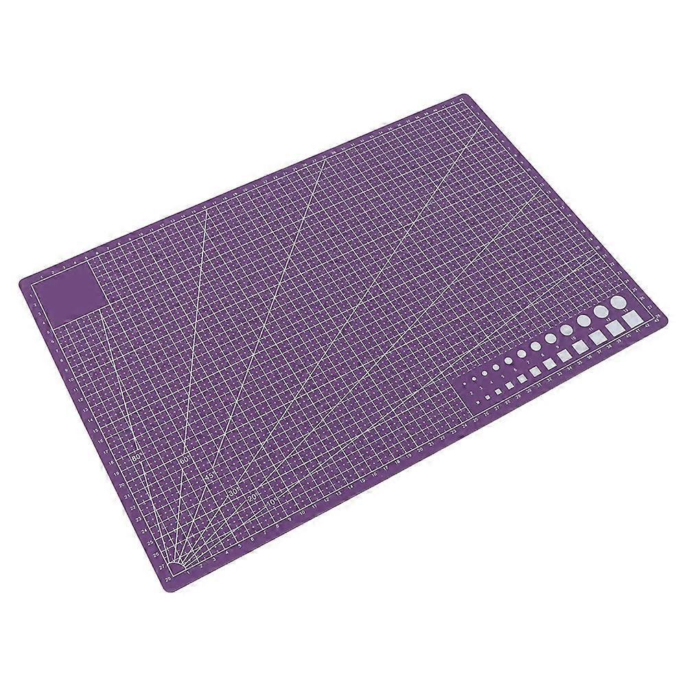 A3 Double Side PVC Cutting Mat Board Self Healing Grid Lines Craft Tool Stationary(Purple)