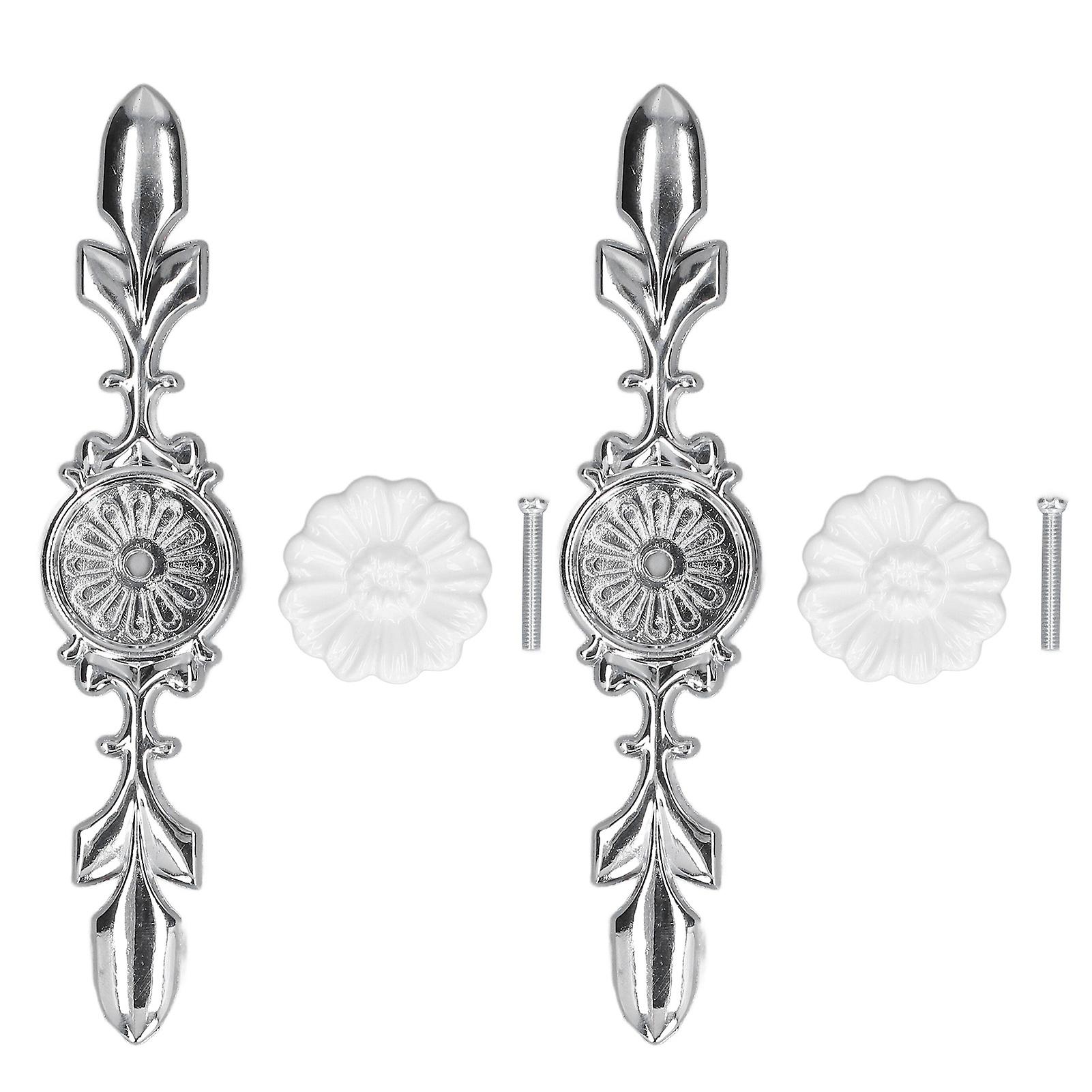 2 Set Drawer Knobs Pull Handles Ceramics Cabinet Cupboard Door Decorative Knobs with Plate for Kitchen Bathroom Office