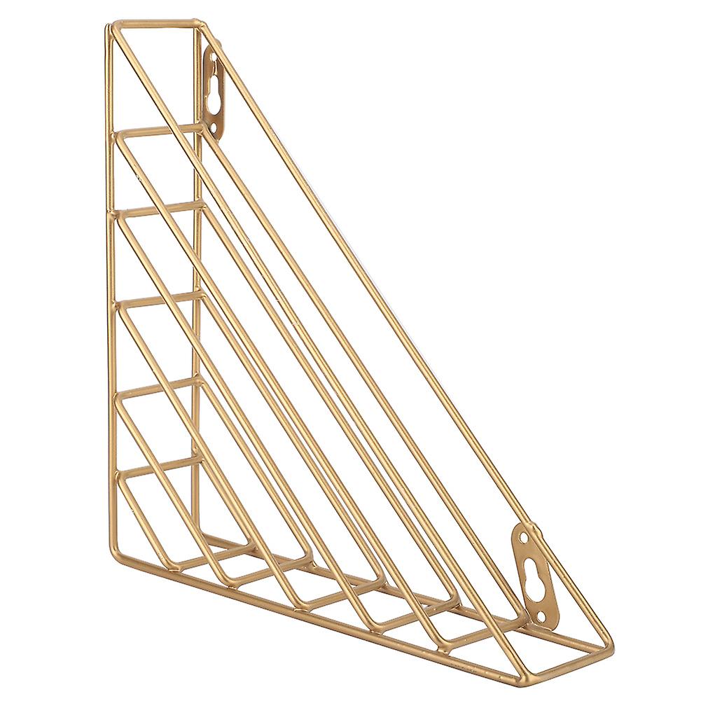 Triangle élégant en fer forgé suspendu mural Rack Porte-magazines panier cadeau (or)