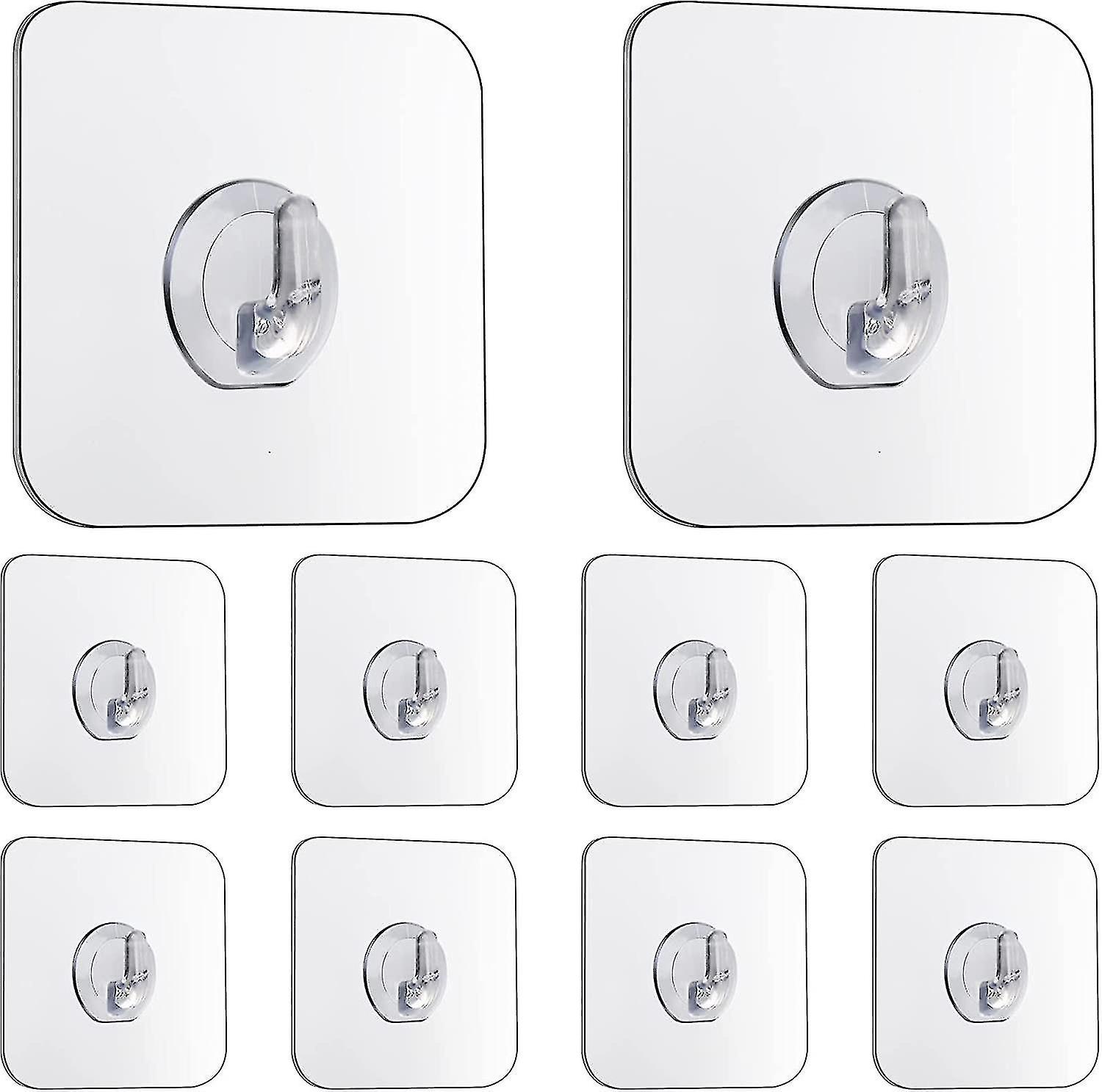 خطافات سحرية ، شفافة ذاتية اللصق ، قابلة للإزالة بدون مسامير خطافات لاصقة شديدة التحمل للمطبخ ، الحمام ، جدار الباب ، 10 عبوات أسود Gyg8-01