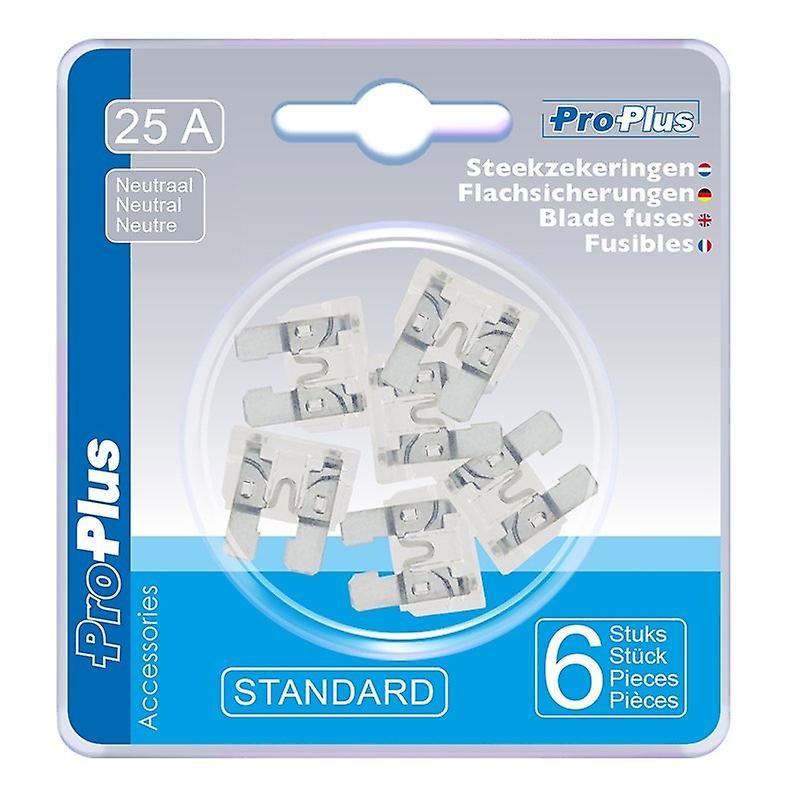 Blade fuses standard 25A neutral 6 pieces in blister