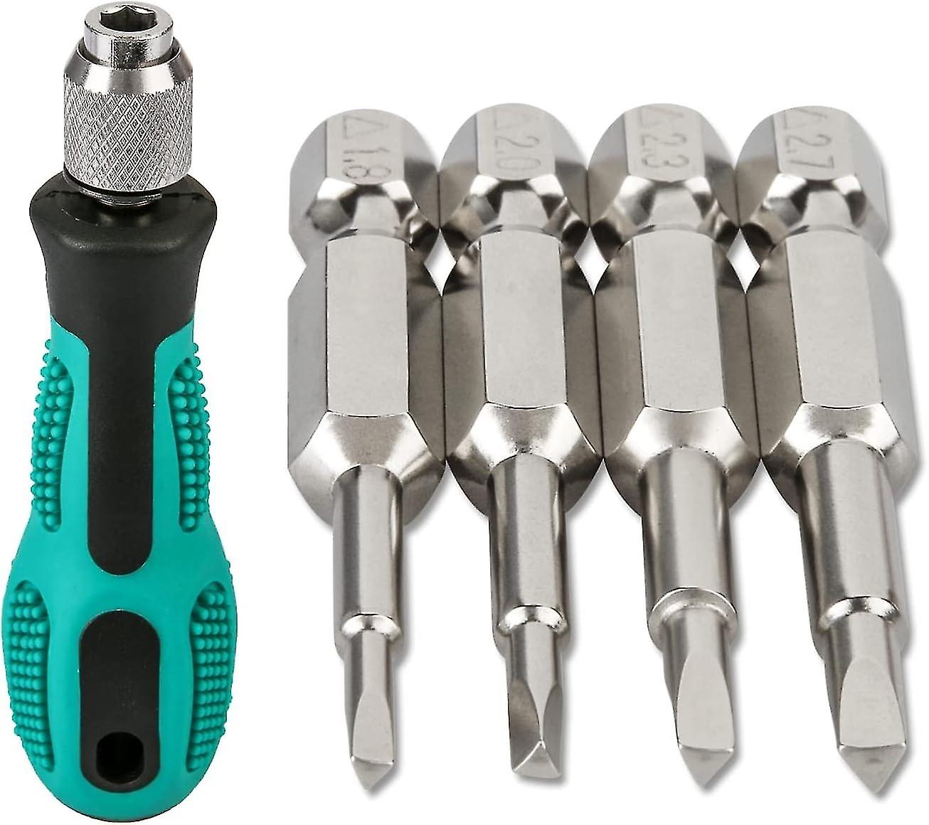 4PCS Triangle Head Magnetic Screwdriver Bits Set (TA18 TA20 TA23 TA27), with 1pcs Mini Handle Screwd