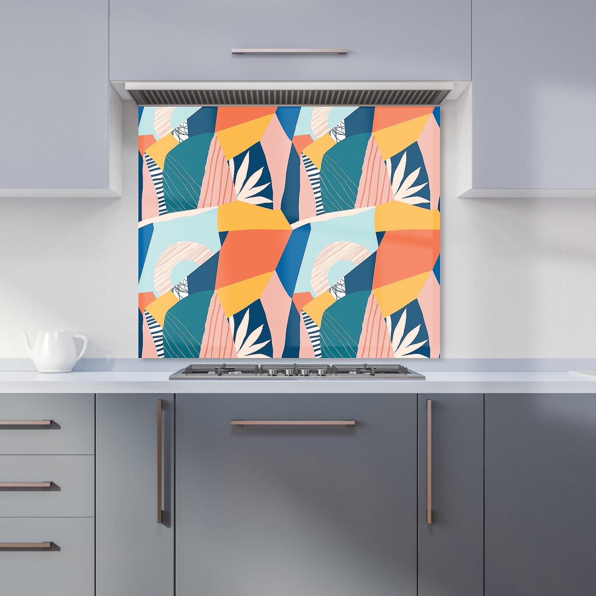 Modern Floral Pattern Kitchen Splashback