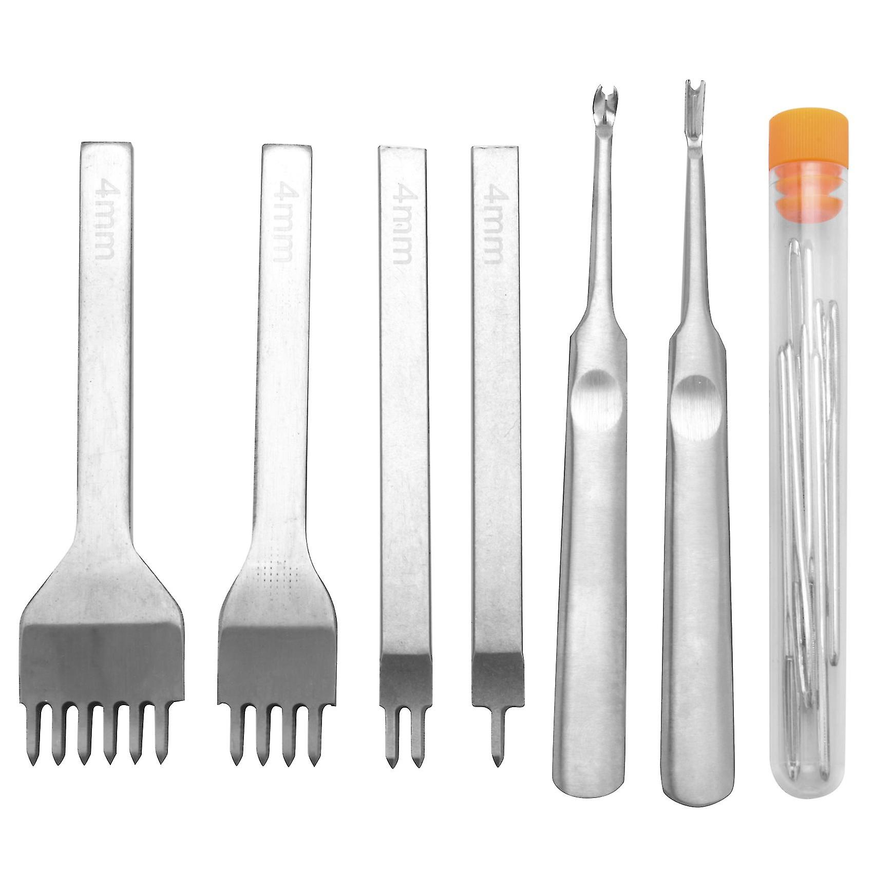 Leather Stitching Chisel Set, Lacing Stitching Punch, Stitching Groover Beveler And Sewing Needles